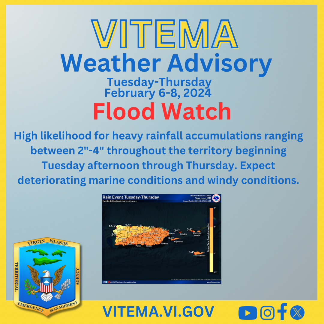 VITEMA USVI WEATHER ADVISORY UPDATE FEBRUARY 6, 2024
